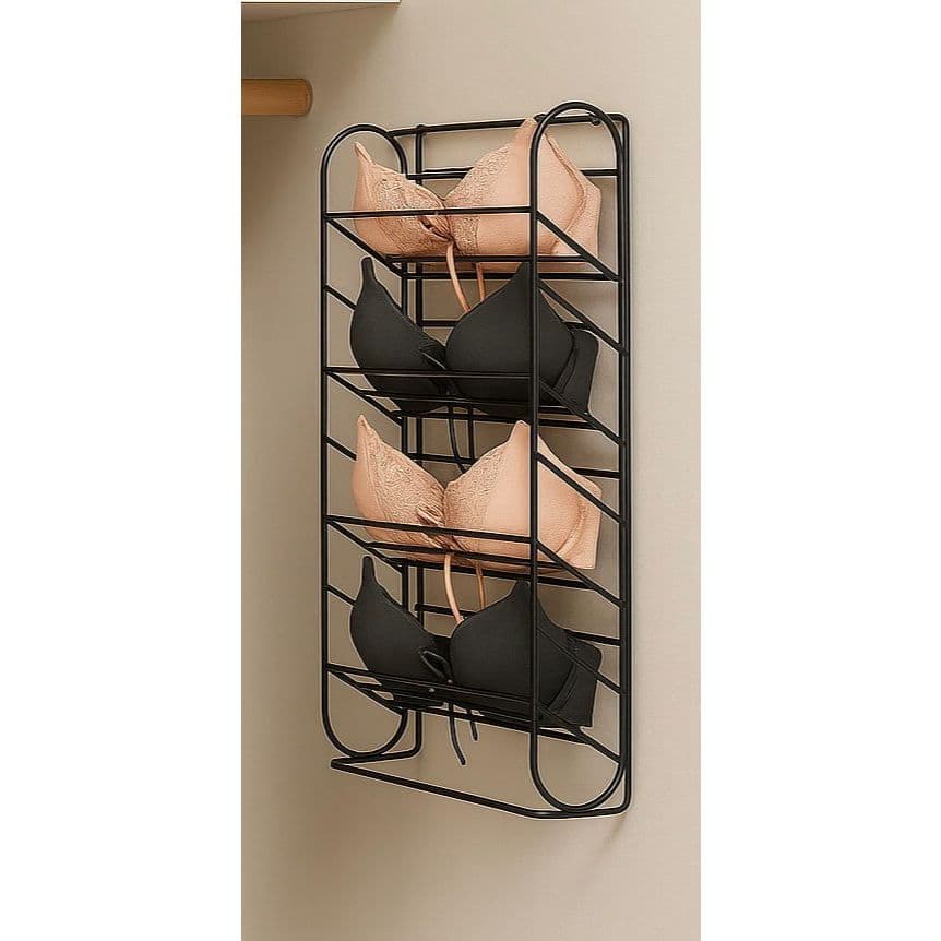 Organizador Aramado Roupas Íntimas 4 Divisórias Preto Prático Durável