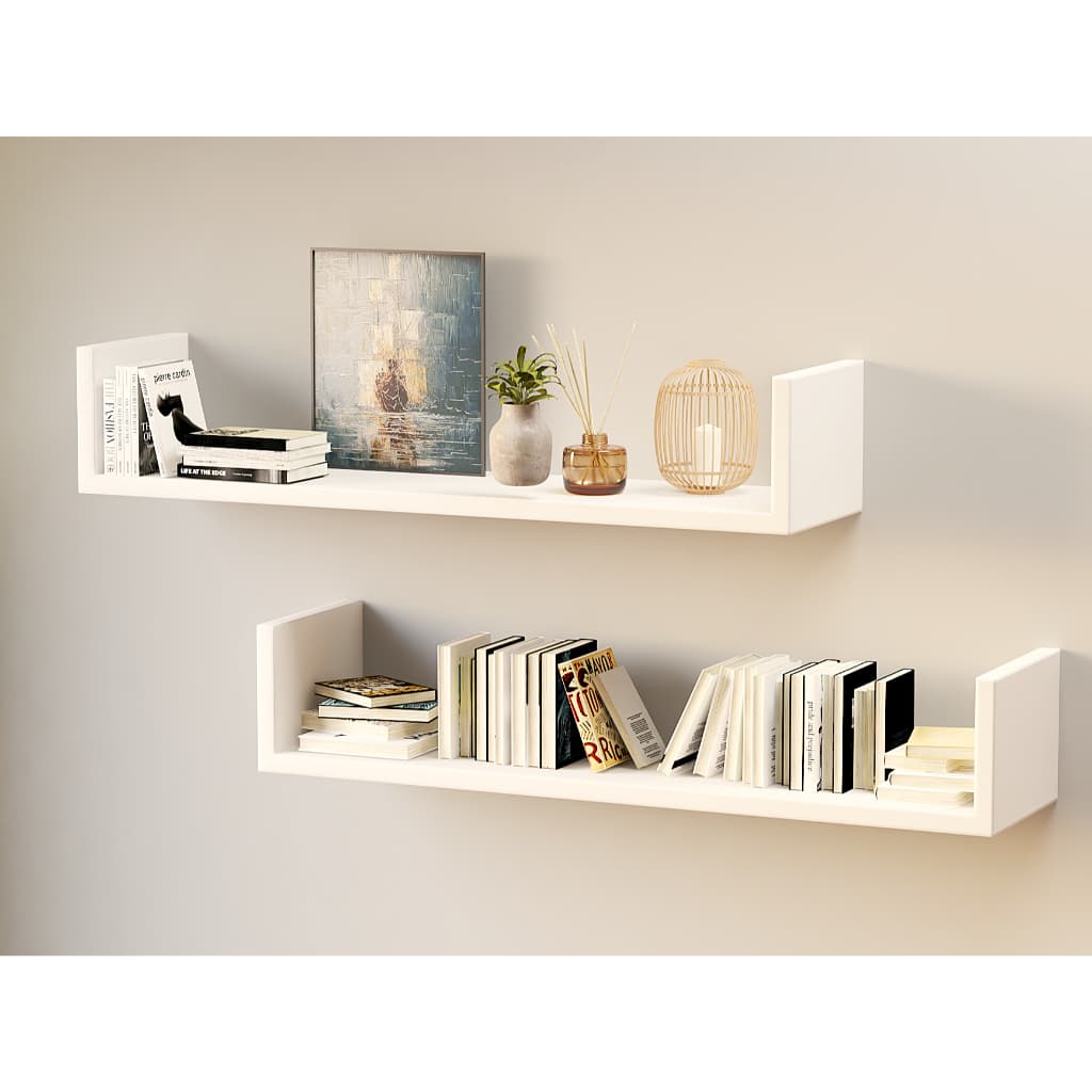 Prateleira Decorativa 60cm - MDF Branco | Suporte Invisível | Nicho Moderno para Sala e Quarto