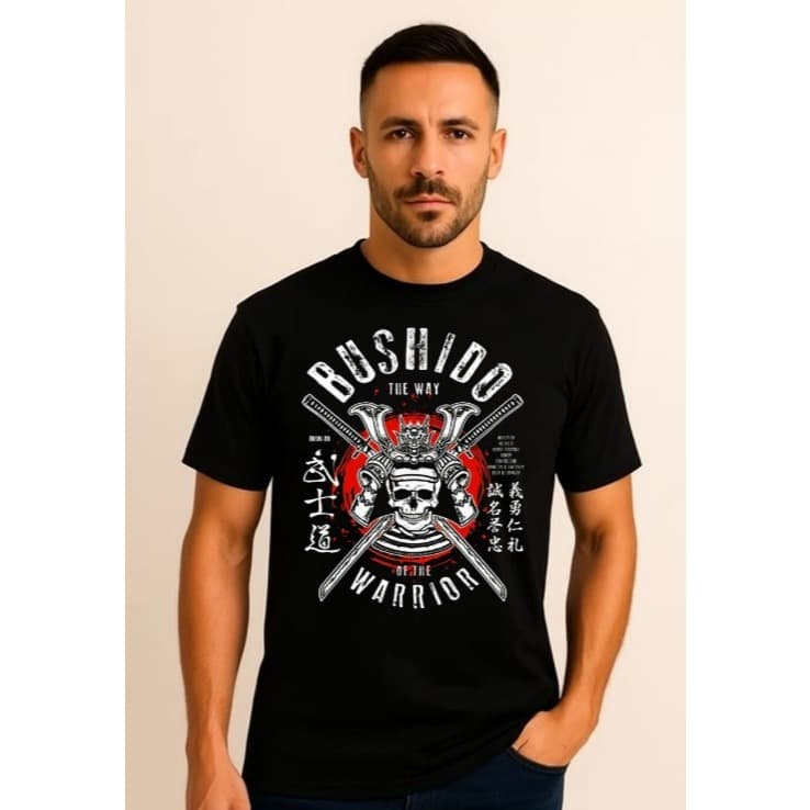 CAMISA BUSHIDO WARRIOR COM ESTAMPA PERSONALIZADA E MALHA PREMIUM 100% ALGODÃO