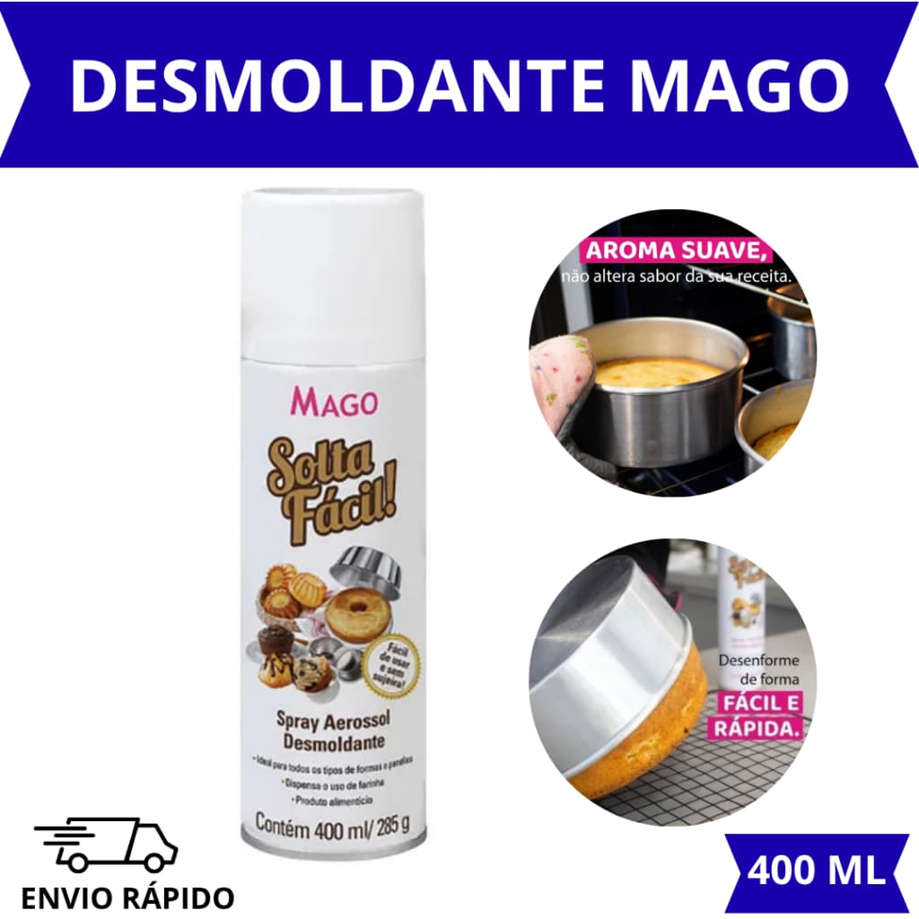 Desmoldante Spray Solta Fácil 400ml mago- Antiaderente Para Untar Formas PROMOÇÃO