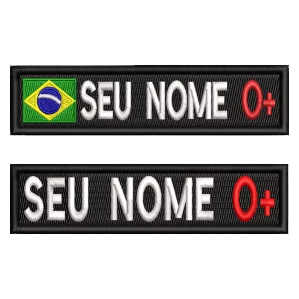 Etiqueta em DTF nome + tipo sanguíneo 1,5cm X 7,5cm, personalize do seu jeito, efeito bordado