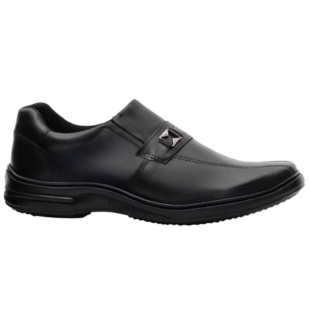 Sapato Social Masculino Em Couro Legitimo Linha Comfort Bico Quadrado