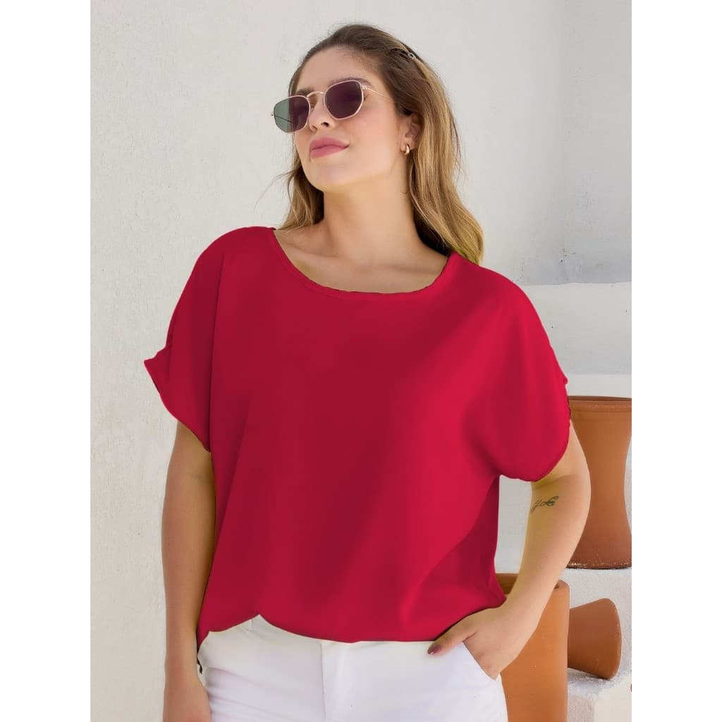 Kit 5 Blusa Social Feminina Plus Size de Tecido Viscolinho Manga Curta Plus Size