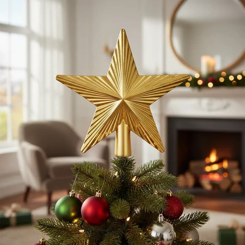 Estrela Ponteira 3D Dourada Topo Árvore De Natal Enfeite Natalino Clássico Decoração