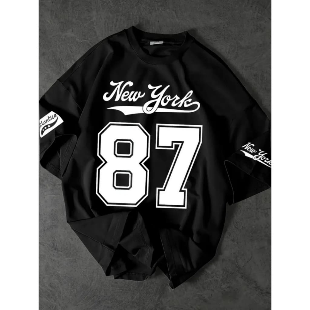 Camiseta Oversized Estampada Nova York 87 Basquete Confortavel Tamanho Grande