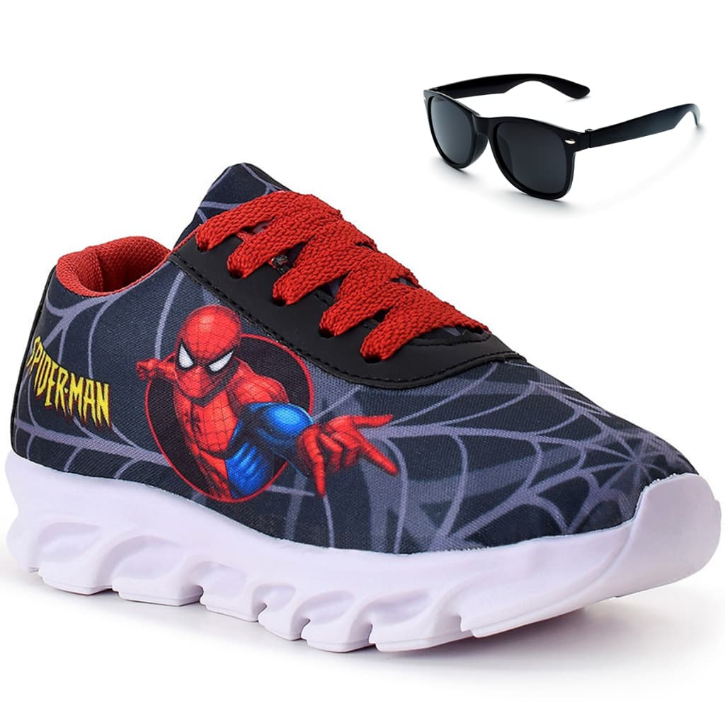 Kit Tênis Infantil Menino Homem Aranha Casual + Óculos Infantil Henry Kids