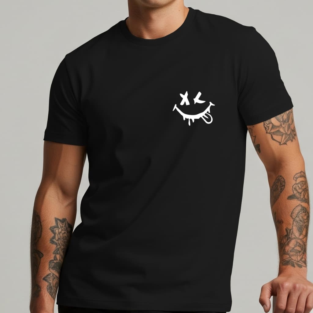 Camiseta Masculina Sorriso Streetwear Casual Camisa Personalizada 100% Algodão