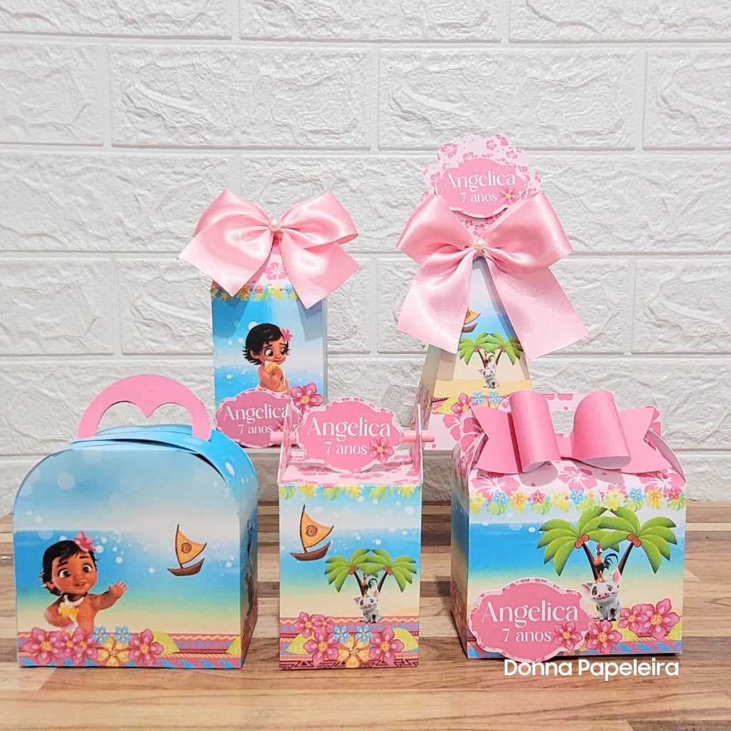 PEGUE E MONTE Kit Festa Personalizado Moana Lembrancinhas Caixinhas para festa.