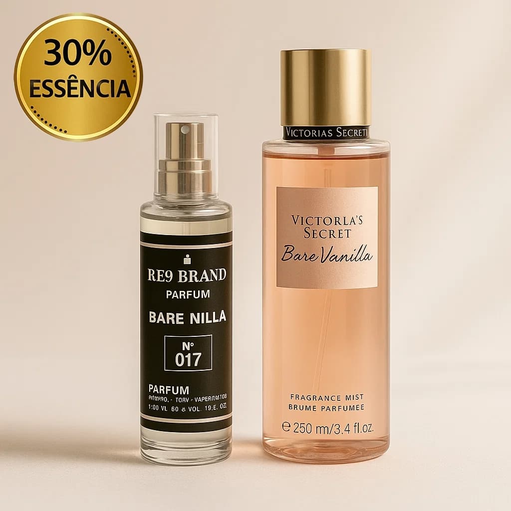 Mini Perfume de Bolsa RE9 Bare Nilla 30ml – Fragrância doce, baunilha, caramelo, Alta Fixação