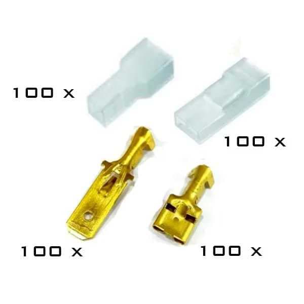 Terminal de Encaixe Macho e Femea 6,3mm Com Trava + Capa Isolador - 400 peças
