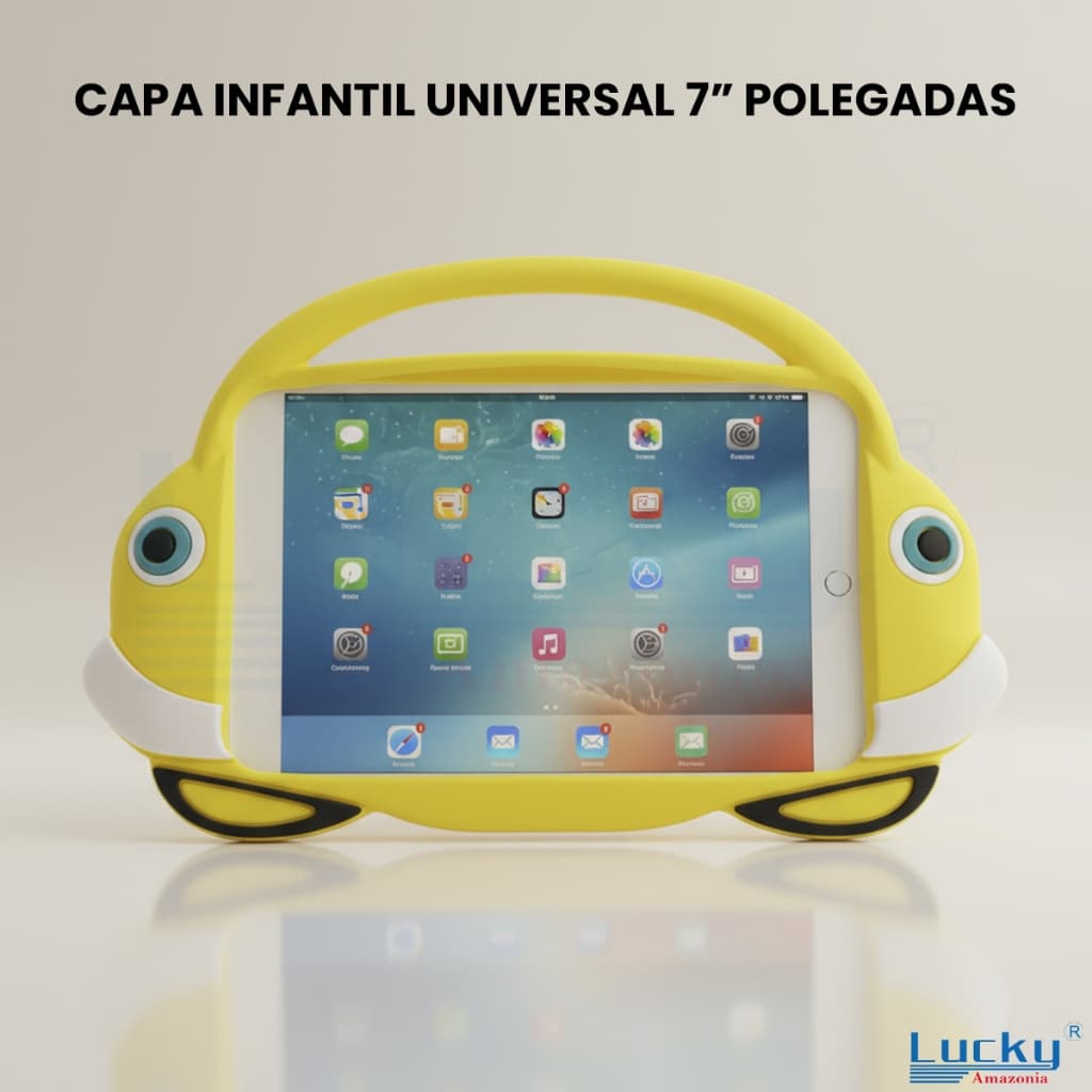 Capa Para Tablet Infantil Universal 7 Polegadas Silicone Capinha Reforçada Anti Impacto Com Alça