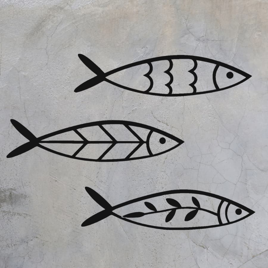 Enfeite para Parede Trio de Peixe MDF Preto Decoração de Ambiente Sala