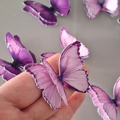 Kit apliques de borboletas 30 Borboletas Duplas personalizadas 3D  – Topo de Bolo, Decoração, Lembrancinhas, lilas