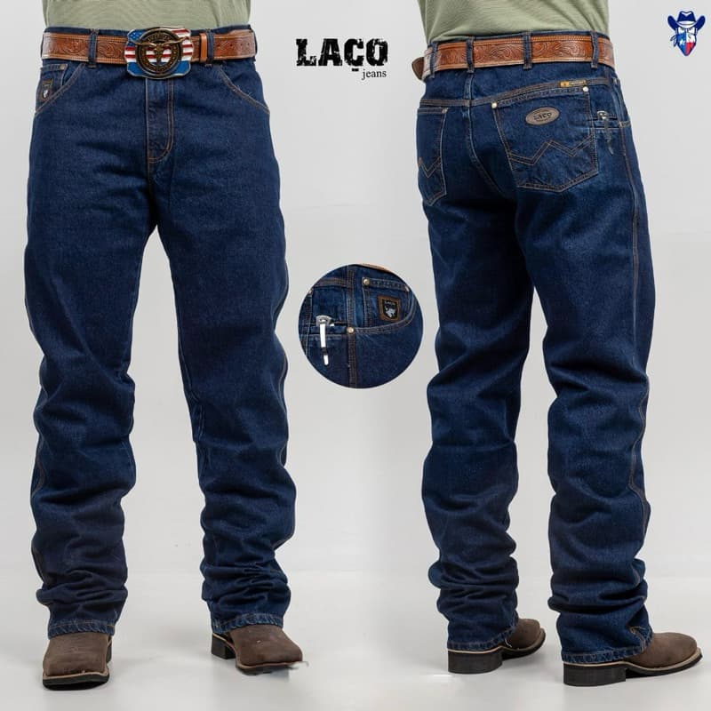 Calça jeans country masculina Laço 100% algodão, resistência, estilo e conforto pra encarar a vida com atitude no campo!