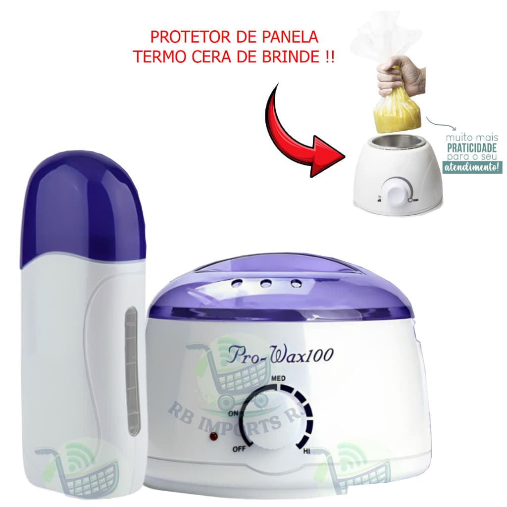 Kit Panela de Cera Bivolt + Depilador Roll-on Elétrico Termocera Aquecedor Depilação