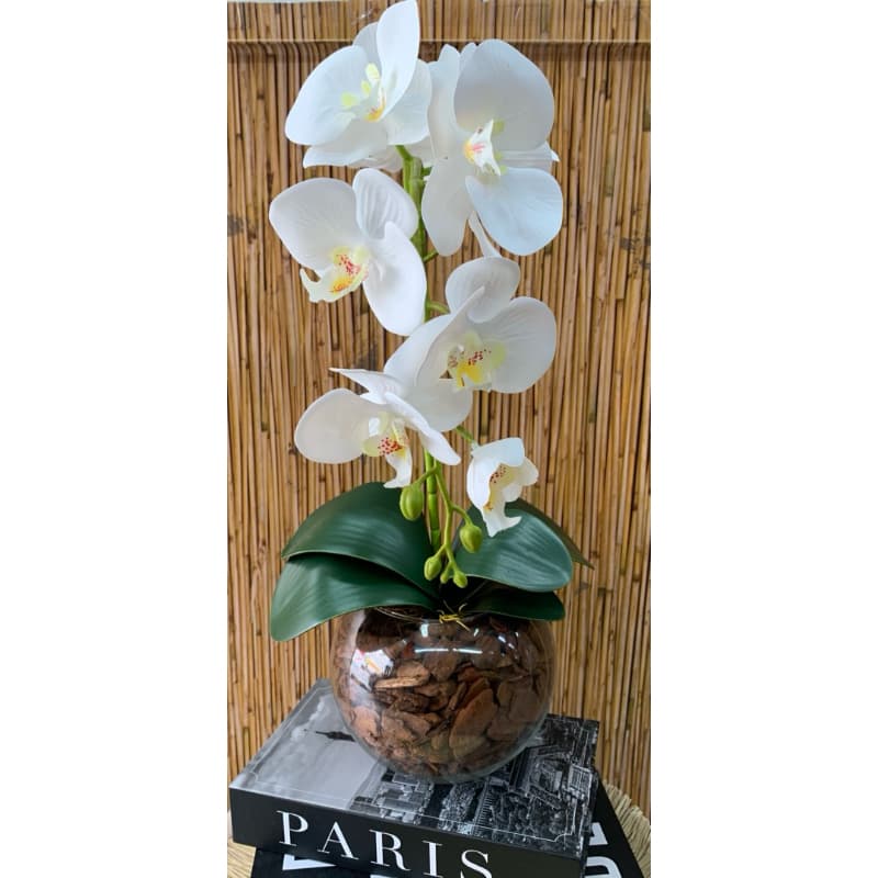ARRANJO ORQUIDEA REAL TOQUE ARTIFICIAL VASO VIDRO