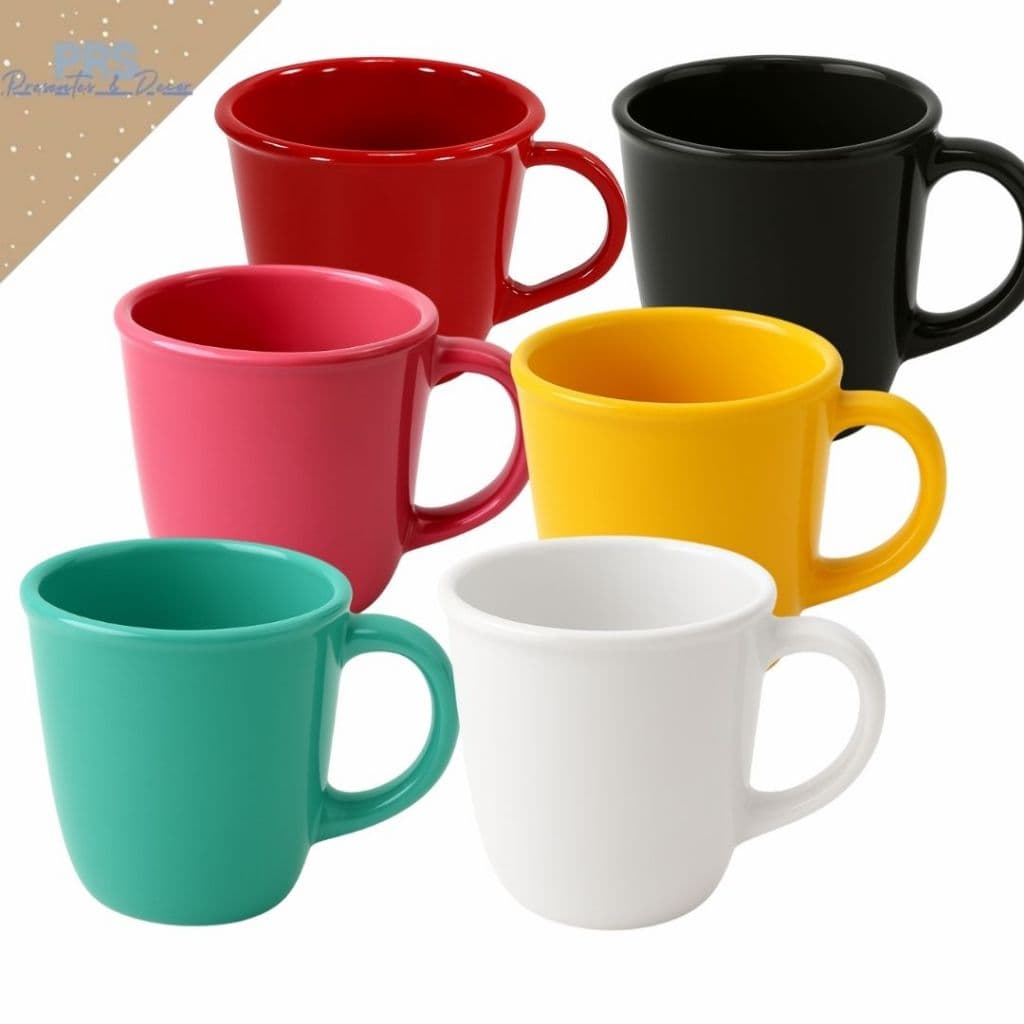 Jogo 6 Xícaras Acrilico Várias Cores Para Café Ou Chá E Decoração Capacidade 90 ml