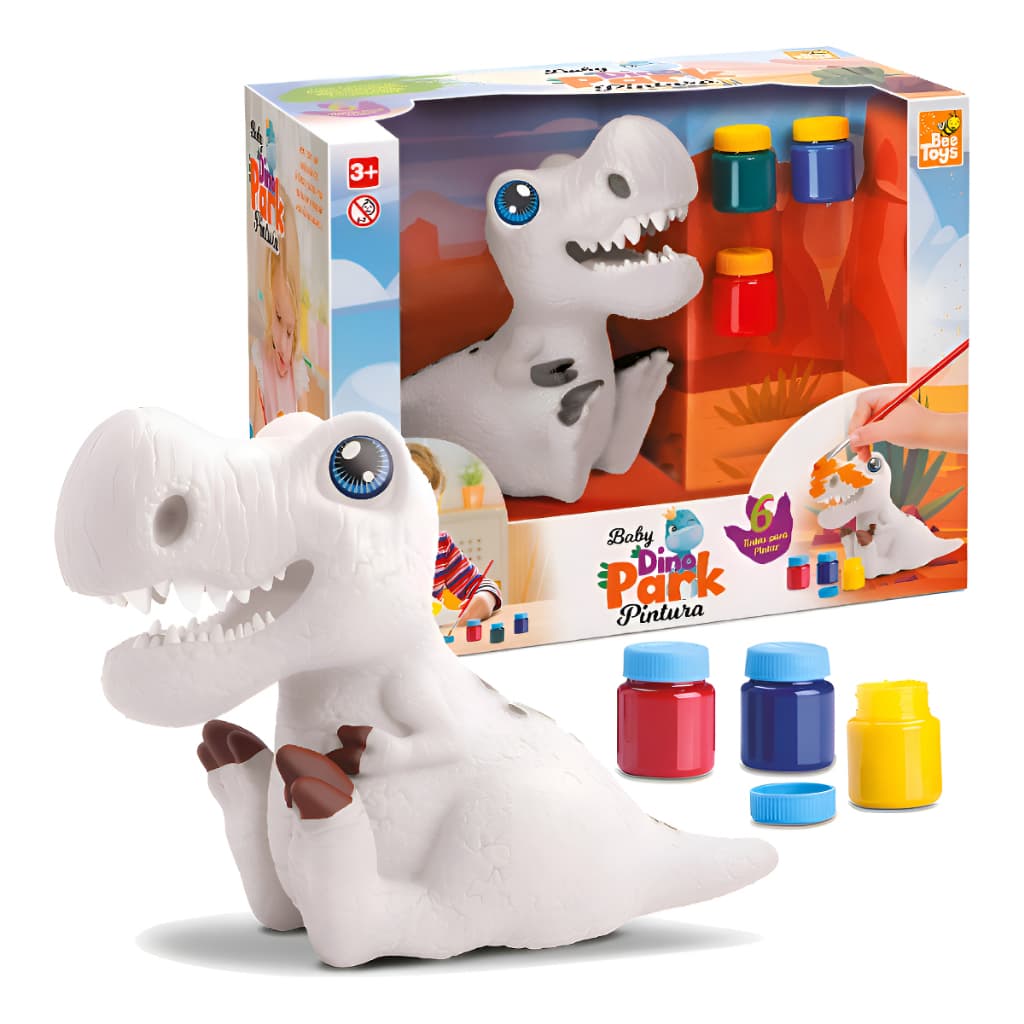 Brinquedo Dinossauro Para Pintar Baby Dino Park  Kit pintura com Tintas e Pincel