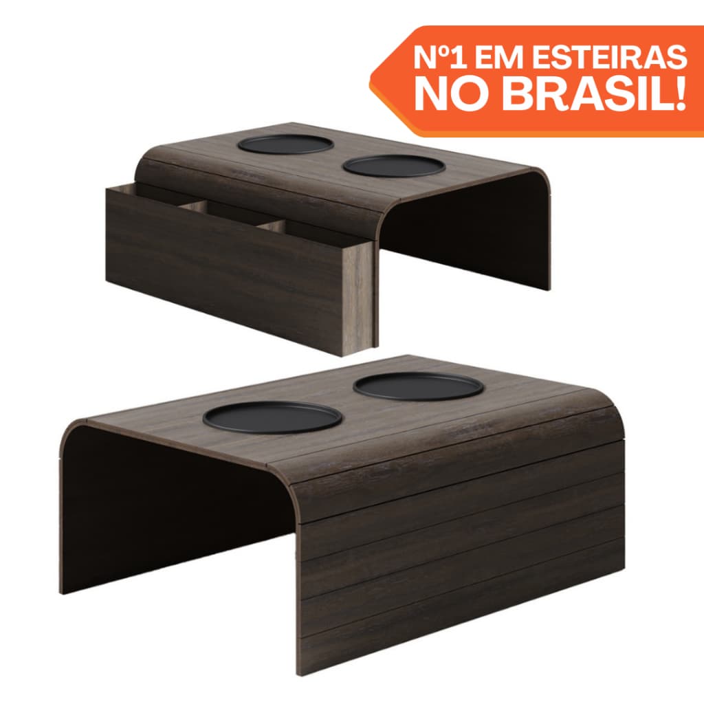 Kit Esteira Porta Controle e Copos Suporte Para Sofá Mdf Decoração Interiores Sala Casa