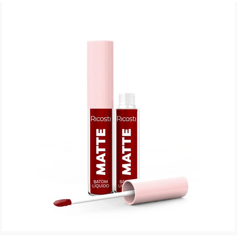 Batom Matte Líquido Vegano Ricosti Cor Vermelho Intenso