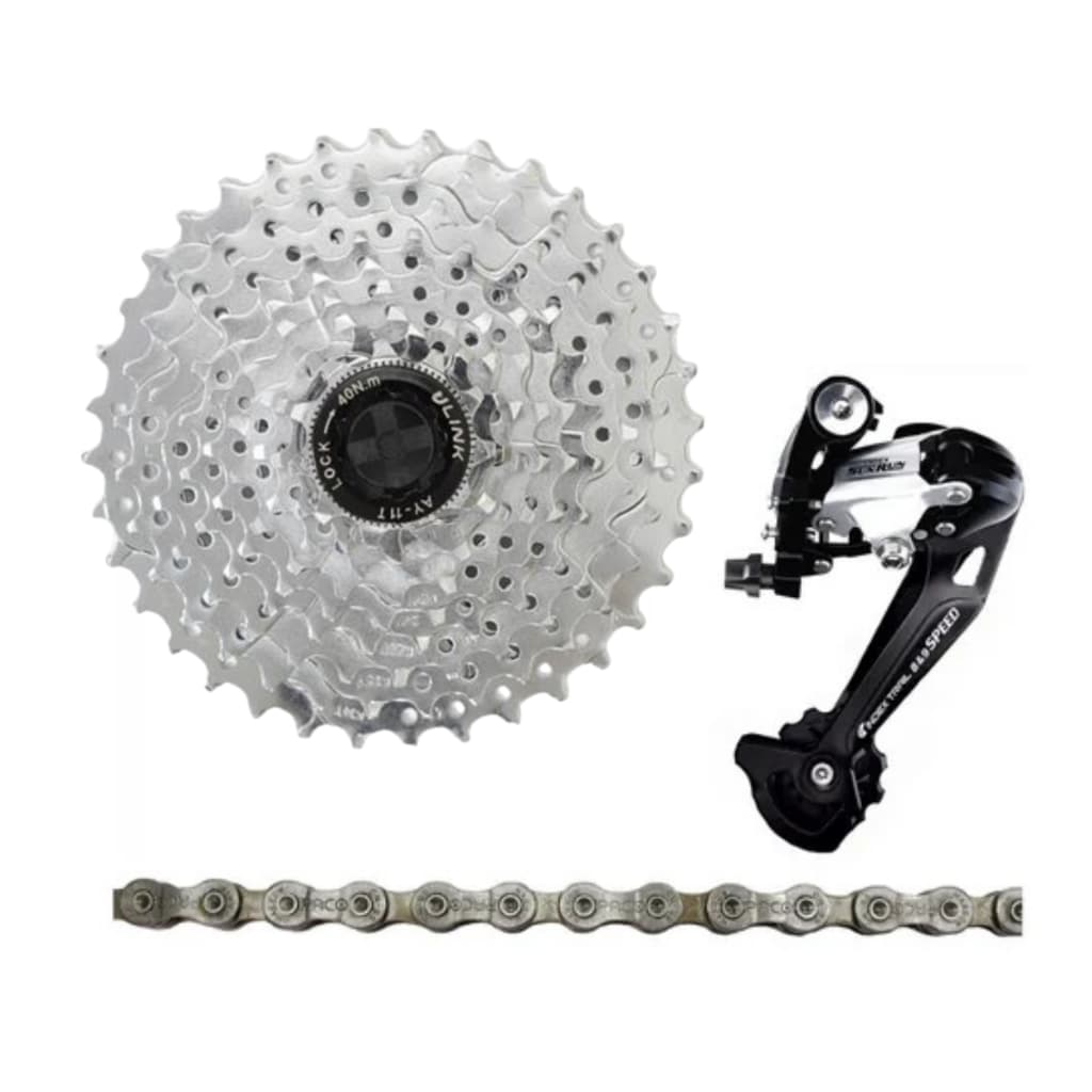 Kit 9v Bike Cassete Index 11-40d Câmbio 9v Corrente K7 Bike