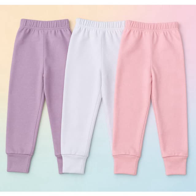 Kit 3 Calça de Bebê Mijão Com Pé Reversível Culote Vira Pé Suedine 100% Algodão Enxoval Maternidade Pagão Infantil