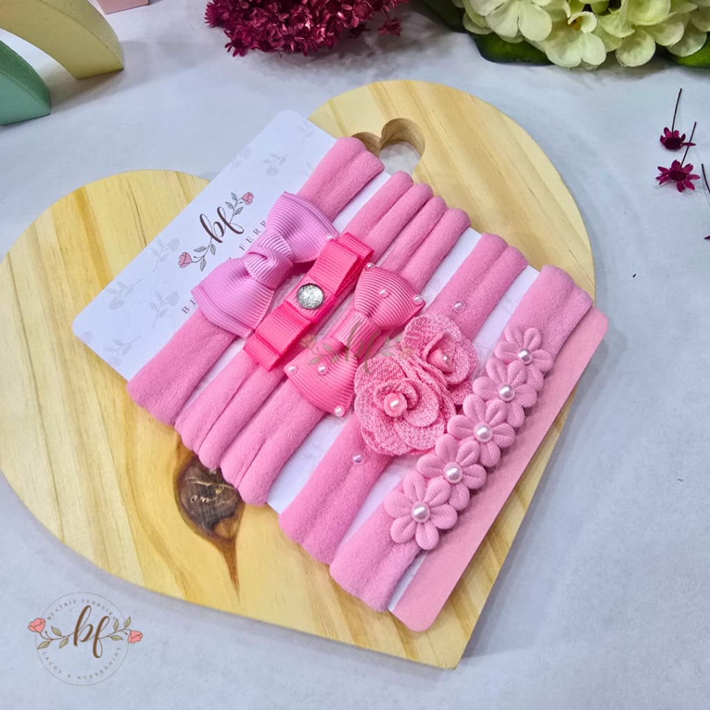 Kit Mini Lacinhos - 5 Laços Bebê Faixa - Faixinha Slim Recém Nascido Lacinhos Cabelo RN Infantil Menina Meia maternidade