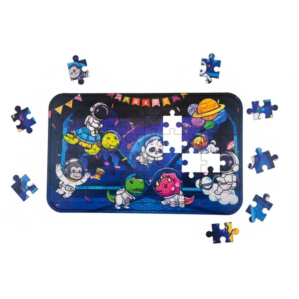 Jogo Quebra-Cabeça Infantil em MDF 60 Peças Diversão e Aprendizado Festa no Espaço Envio Imediato