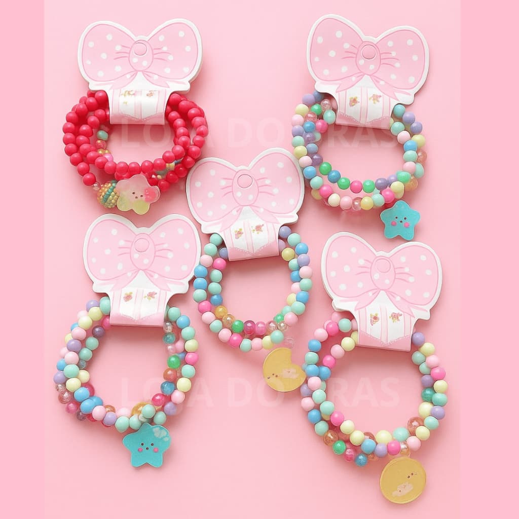 24 pulseiras Para Crianças Infantil  Doces Coloridos moda bochinhos pulseira de elastico missangas miçanga
