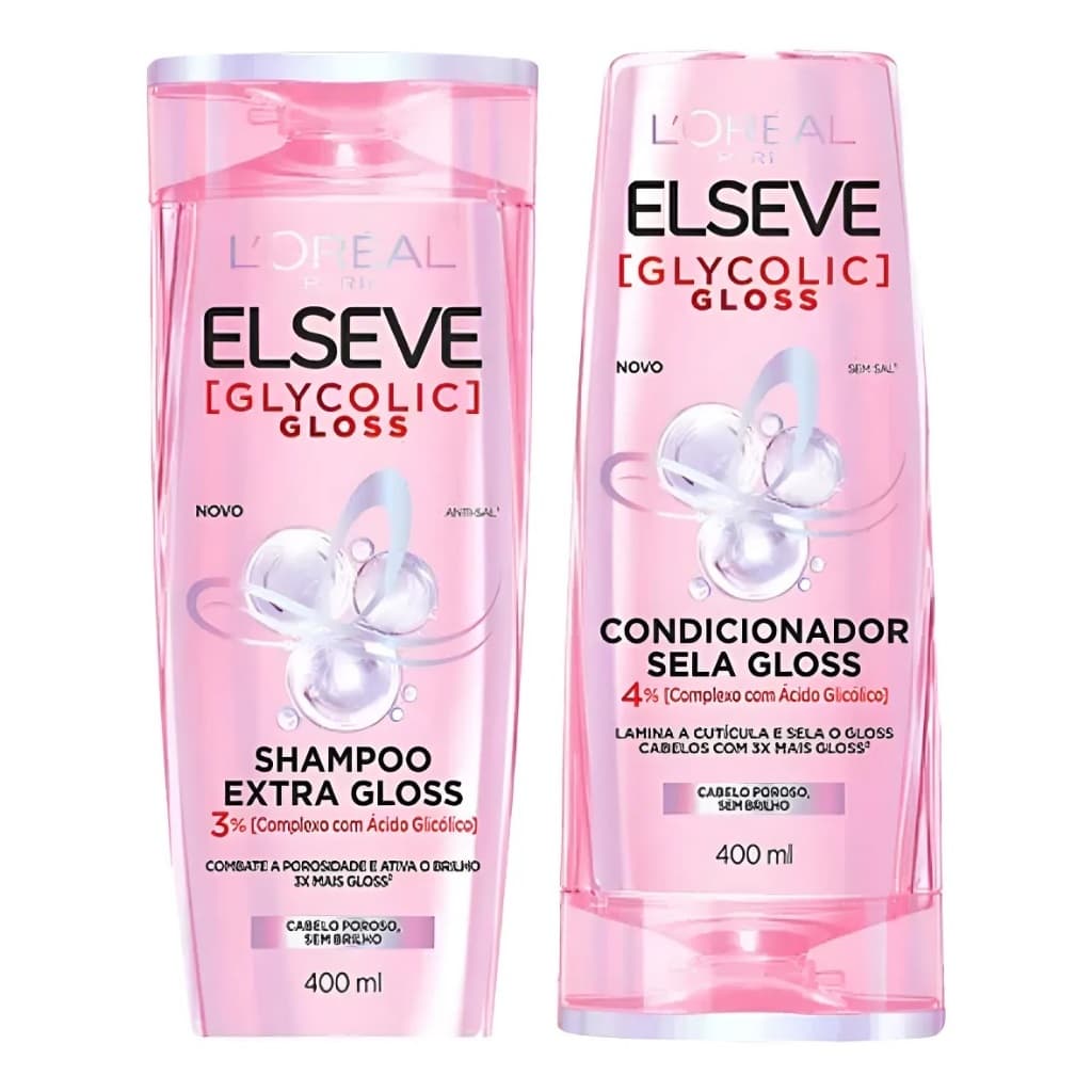 L Oréal Elseve Glycolic Gloss Shampoo | Condicionador 400ml