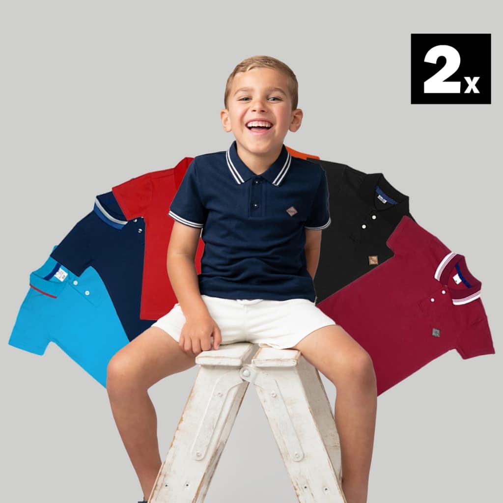 Kit 2 Camisa Polo Infantil Algodão Lisa Camiseta Meninos