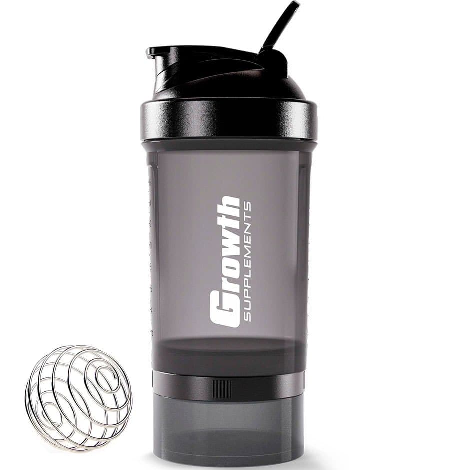 Coqueteleira 3 Compartimentos - Preta - 600ml - 100% Autêntico (Acompanha Mix Ball) (Livre de BPA)