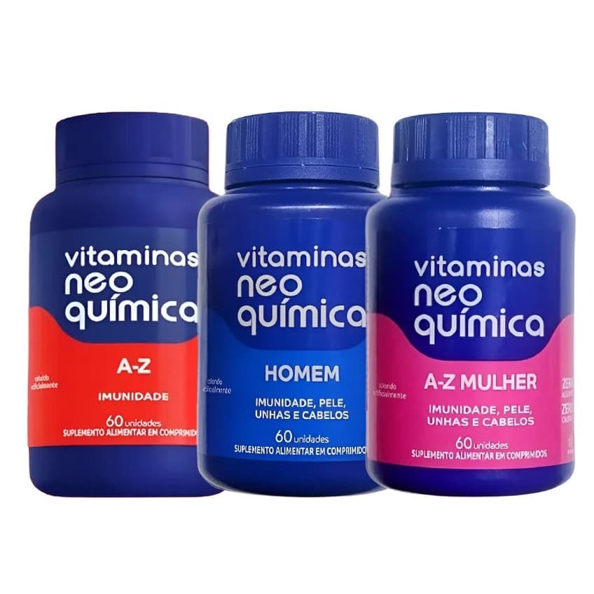Kit 3 Vitamina A-z  + Homem + A-Z Mulher 60 Comprimidos Cada - Neo Quimica