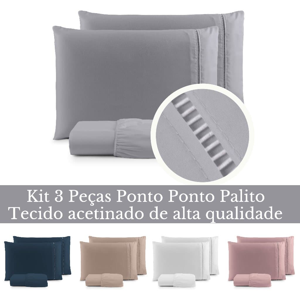 Jogo de Lençol Casal Queen King Solteiro 3 Peças 400 Fios Ponto Palito Cama Casal Queen Micropercal
