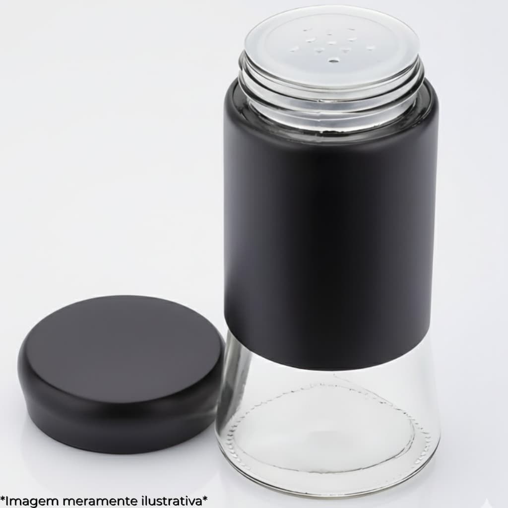 Saleiro/Pimenteiro Weck de Vidro Preto com Tampa de Aço Pintado 11,5x5,5cm Temperos Cozinha