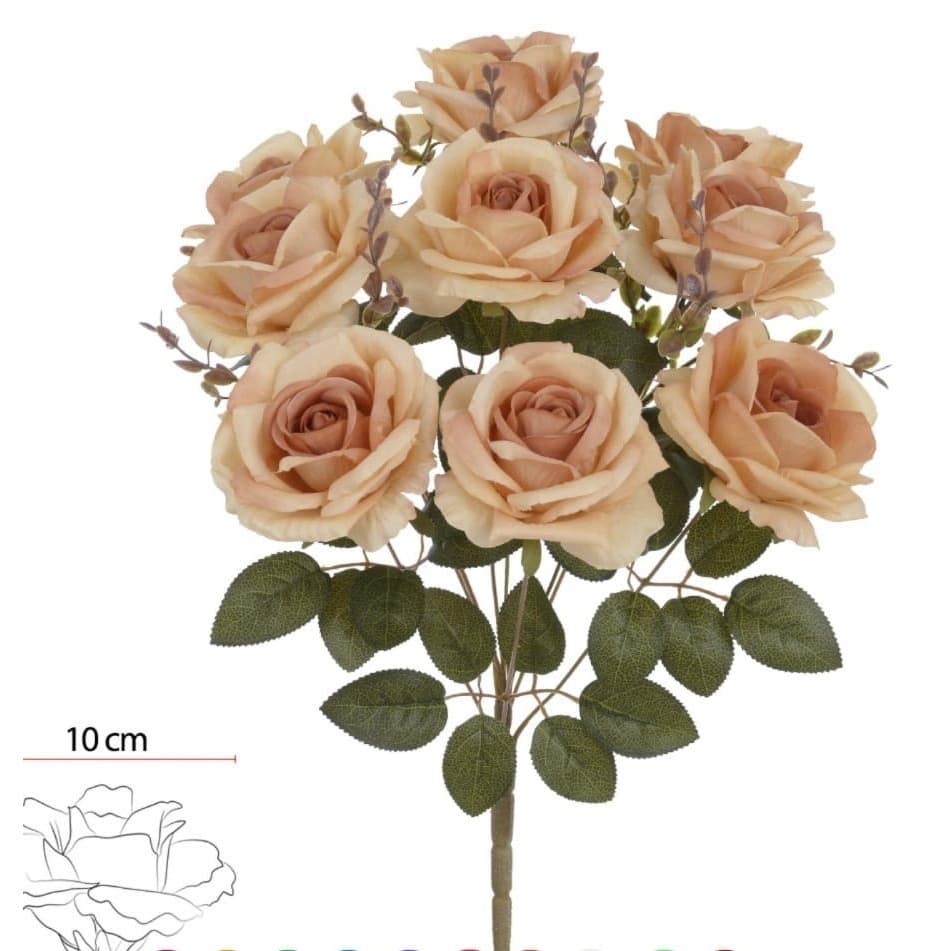 Buque de Rosa Microp. com 7 rosas e 3 botões, 48 cm, marca Florarte