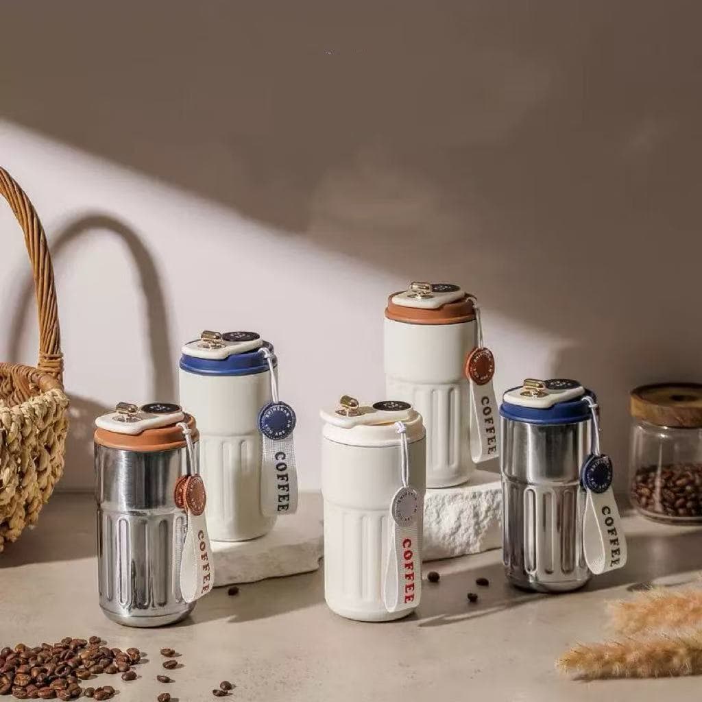 Copo Térmico Cafe personalizado Inox Portátil com tampa 450ml Com LED Temperatura Antivazamento 101