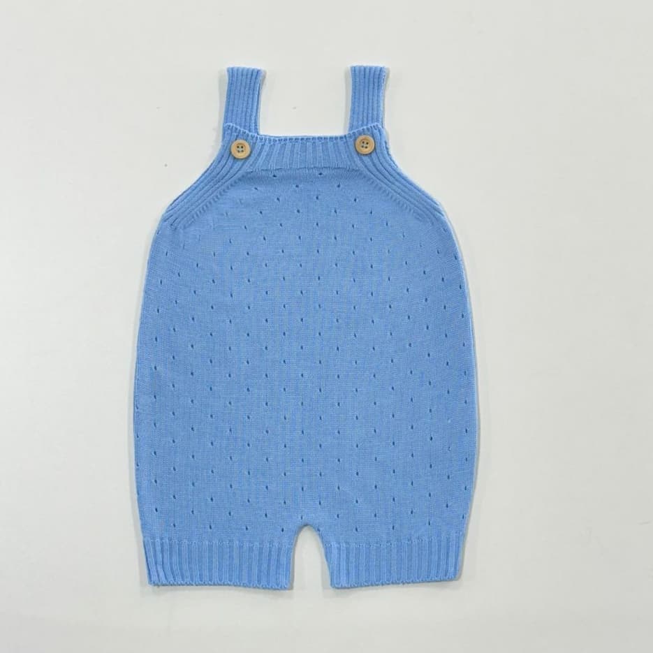 Jardineira Romper Furinhos Bebe Verão Trico Linha Confort Baby