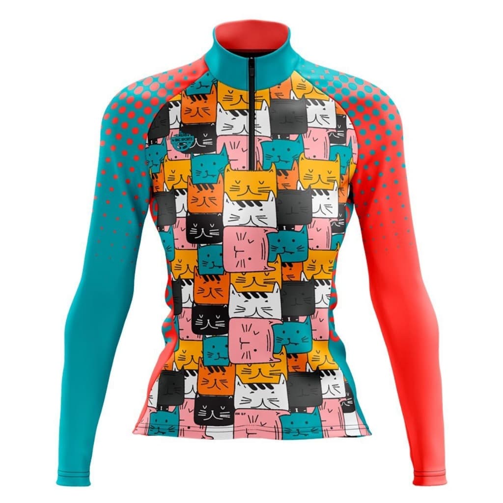 CAMISA CICLISMO FEMININA MOUNTAIN BIKE MANGA LONGA PROTEÇÃO UV RKC SPORTS GATOS