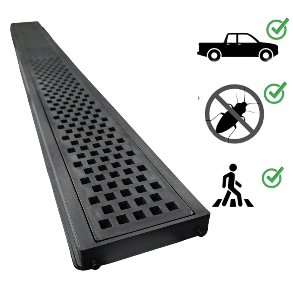 3 ralo linear perfeito 10x100cm grelha + base para área externa ( 6 peças de 50cm ) RR GRELHAS