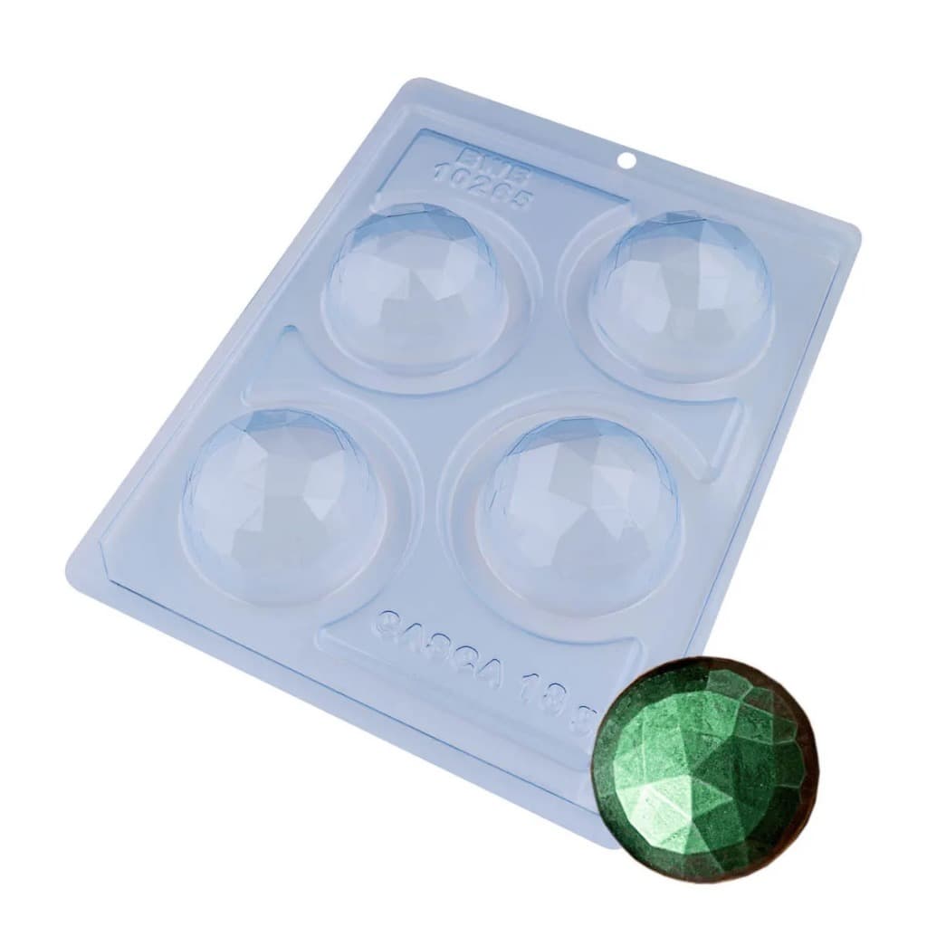 Kit 3 Formas Esfera Premium BWB Love 65mm, Lapidada 60mm e Meia Esfera com Base Formas 3 Partes para Chocolate