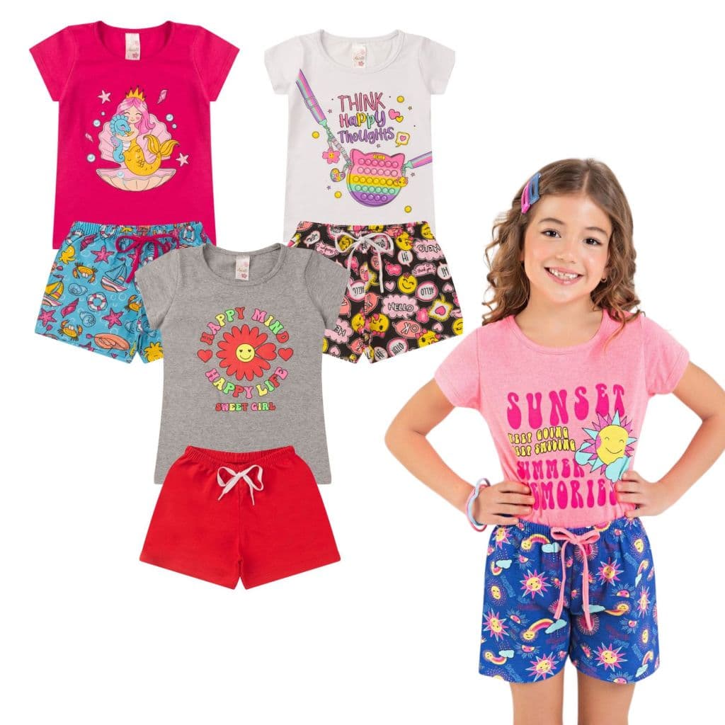 Kit 3 Conjuntos Infantil Menina Verão Sortidos