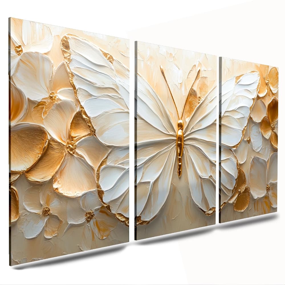quadros decorativos sala pintura arte borboleta brancas