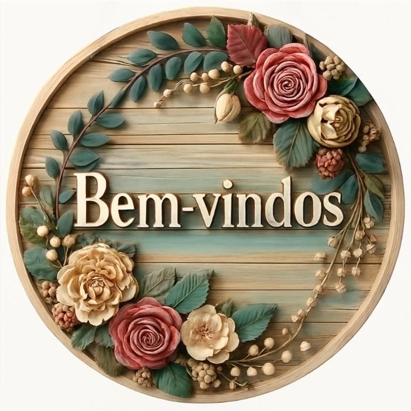 Placa Quadro Redondo Boas Vindas 20x20 Decorativo Porta Entrada Sala Hall Casa Recepção