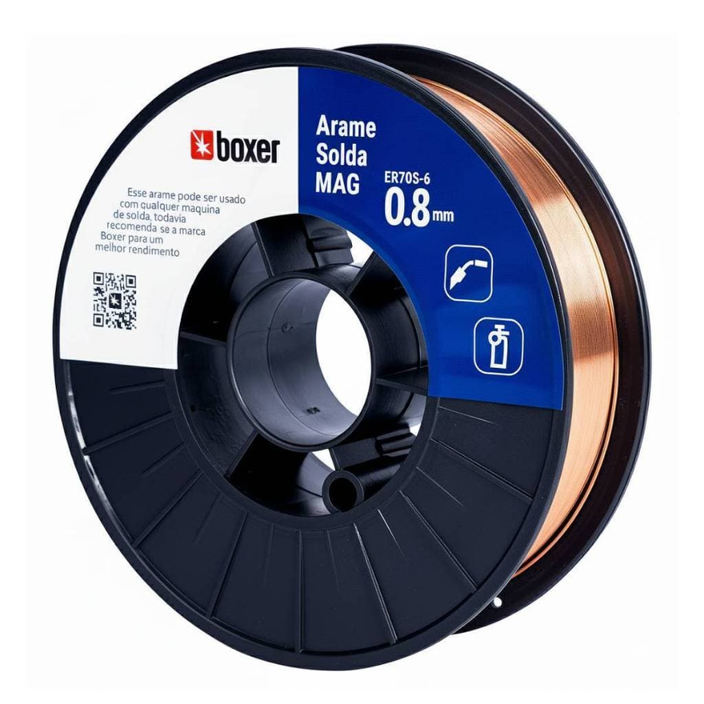 Arame Mig Com Gás 0.8mm Boxer Rolo 5kg Para Maquina De Solda