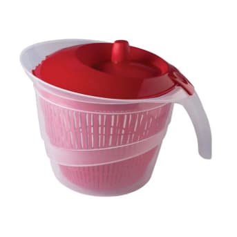 SECADORA CENTRIFUGA MANUAL SALADA VERDURAS 2,8L VERMELHO GIRATORIA PLASUTIL