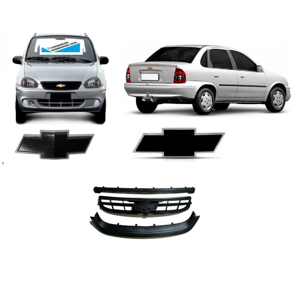 Kit Grade Corsa Classic Sedan 1999 00 01 02 03 04 05 06 07 08 2009 2010 + Emblema Grade E Porta Mala Preto 12056