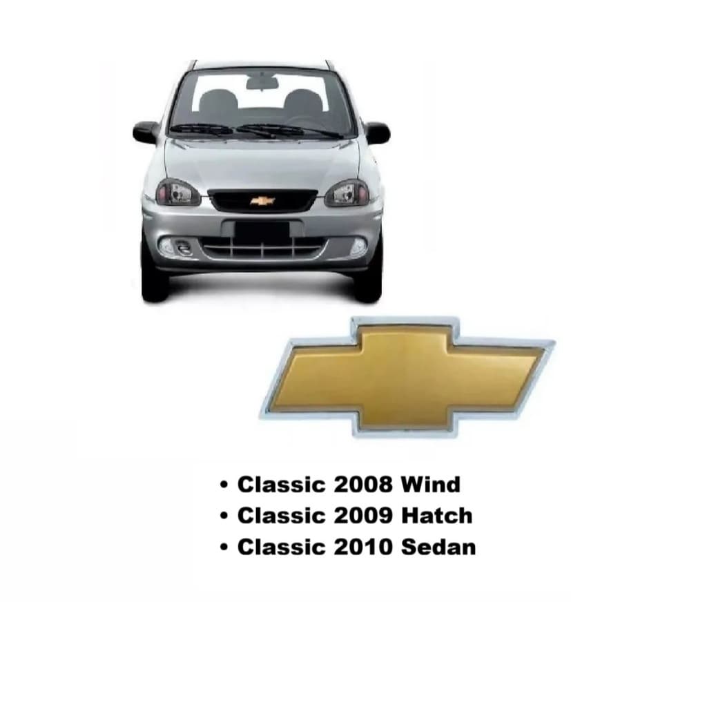 Emblema chevrolet GM Grade Para-choque Corsa Classic Dourado 2000 2001 2002 2003 2004 2005 2006 2007 2008 2009