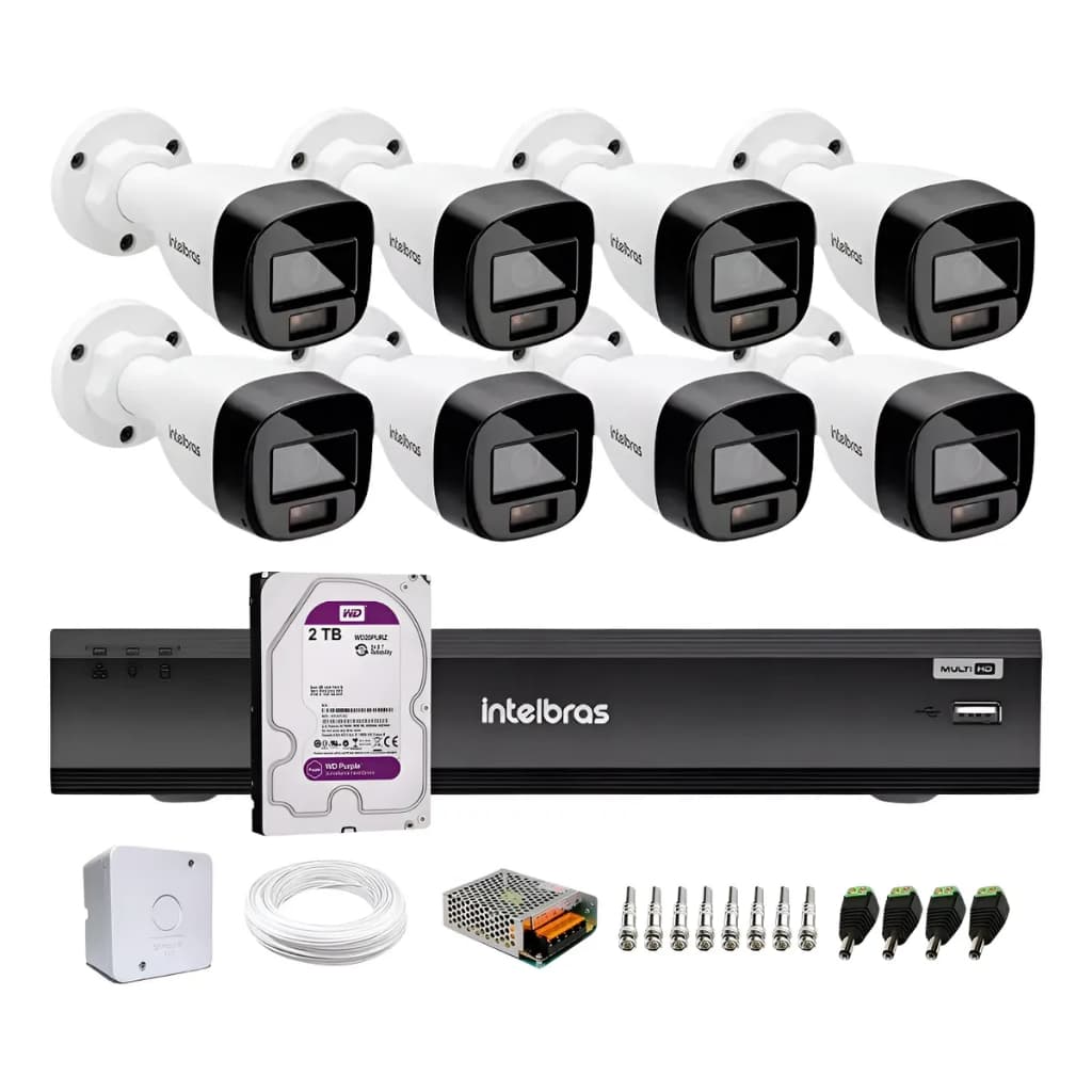 Kit Intelbras 8 Cam. 3220fc+ Audio Dvr 16c Imhdx 3116 2tb Bullet