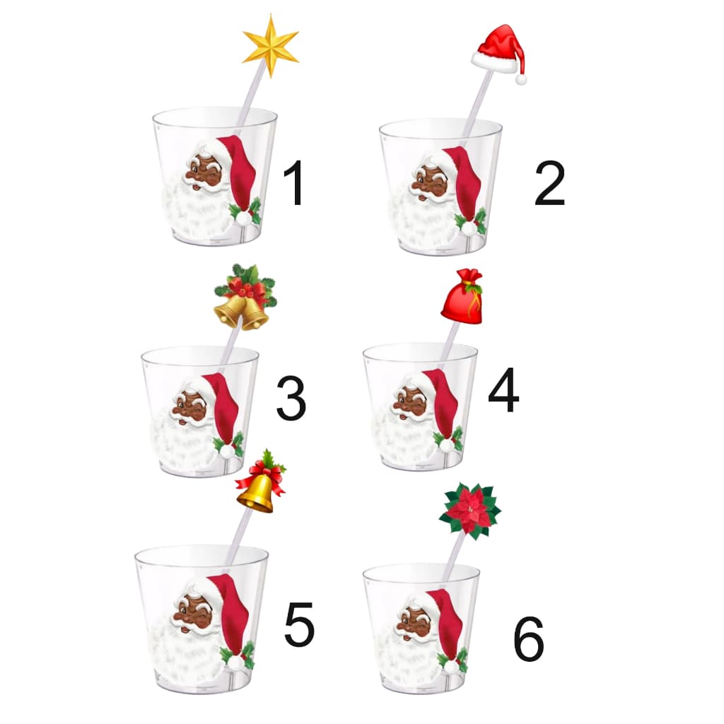 Copinho de Brigadeiro com colher Papai Noel Negro c/ 120 unidades(60 copos + 60 Colheres)